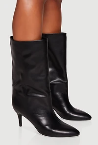 Pointy Toe Mid Calf Stiletto Boots