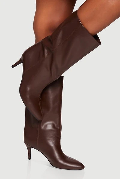 Womens Pointy Toe Mid Calf Stiletto Boots,