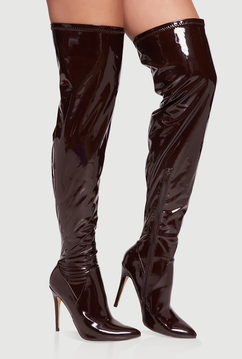 Pointy Toe Thigh High Stiletto Boots