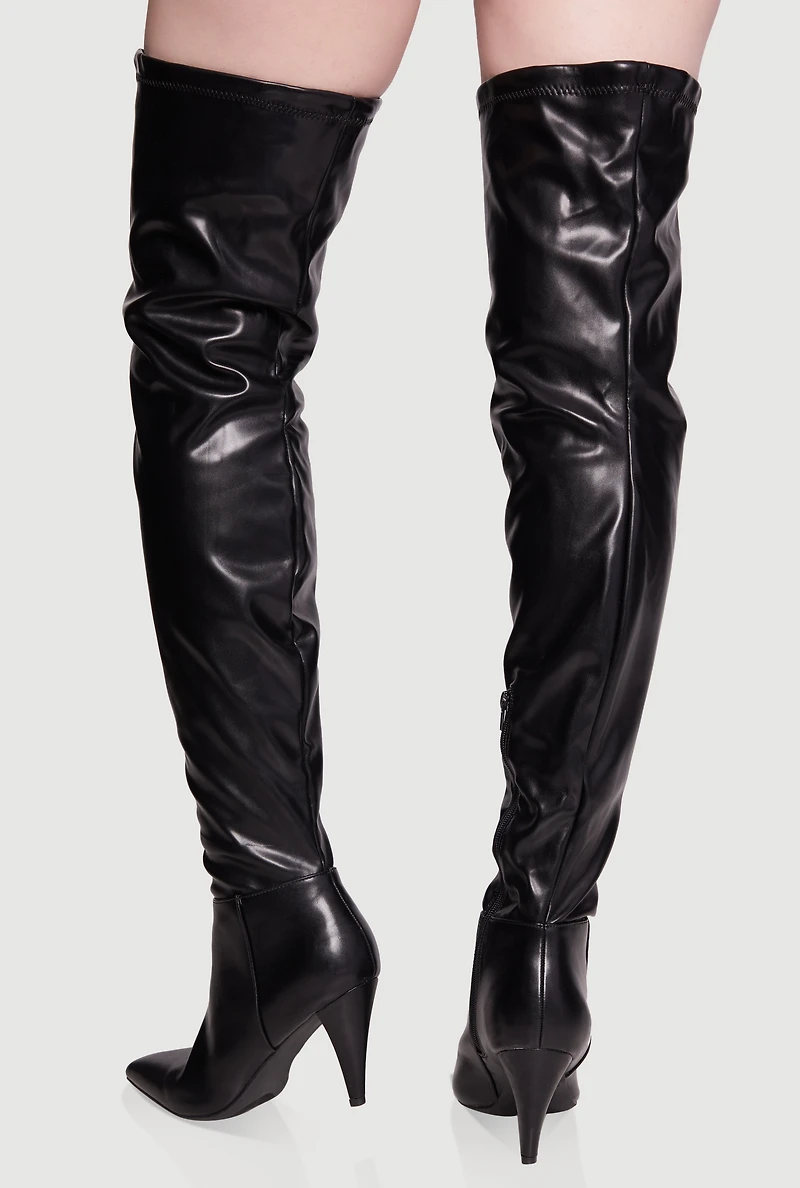 Womens Side Zip Over The Knee Thigh High Boots, Black,