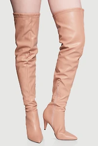 Womens Side Zip Over The Knee Thigh High Boots,