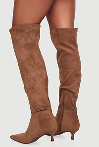 Pointy Toe Kitten Heel Over The Knee Boots