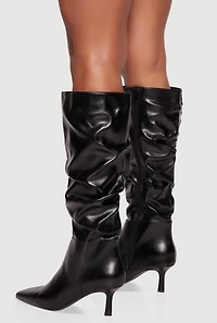 Pointy Toe Side Zip Stiletto Slouch Boots