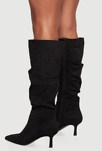 Pointy Toe Side Zip Stiletto Slouch Boots