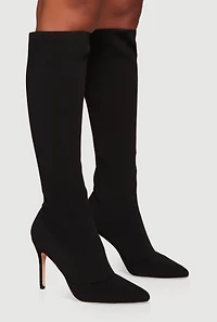 Womens Stiletto Pointy Toe Knee High Sock Boots,