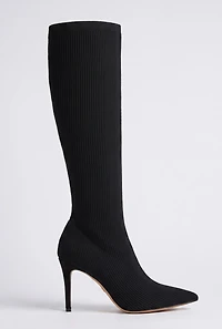 Pointed Toe Knee High Stiletto Sock Boots