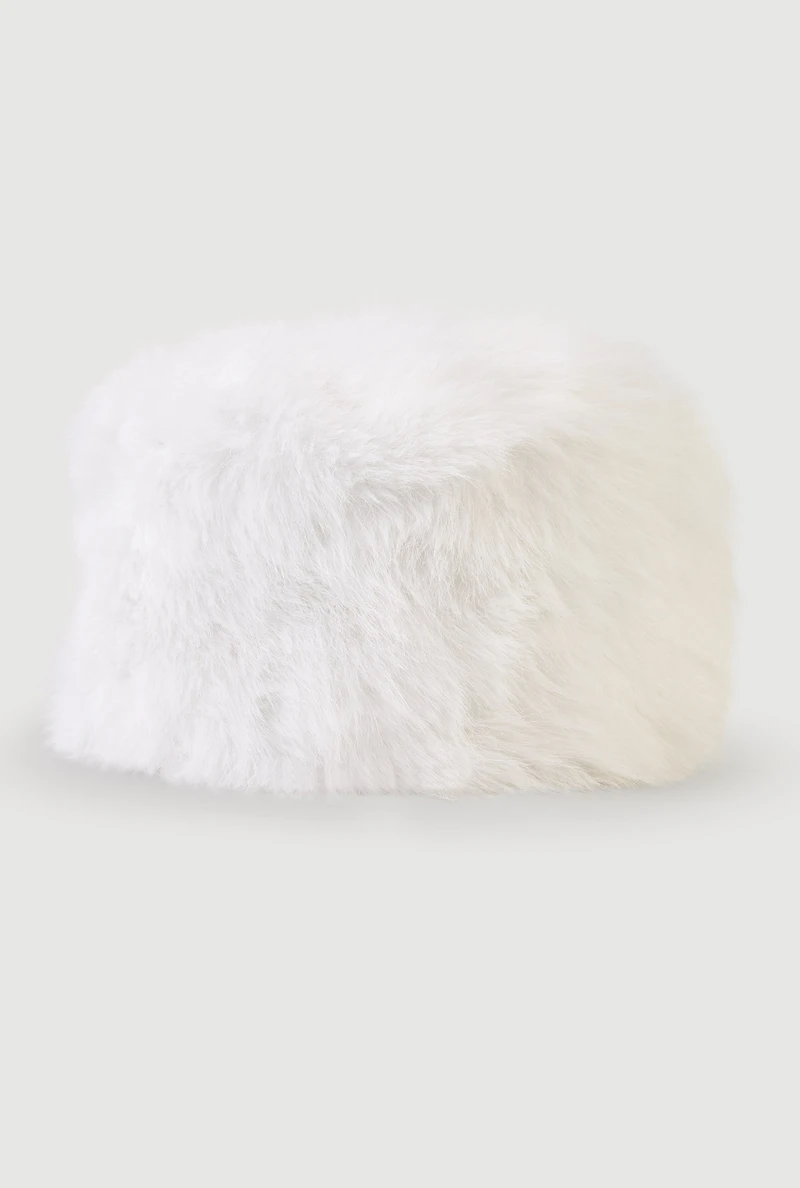 Womens Faux Fur Cossack Hat, White