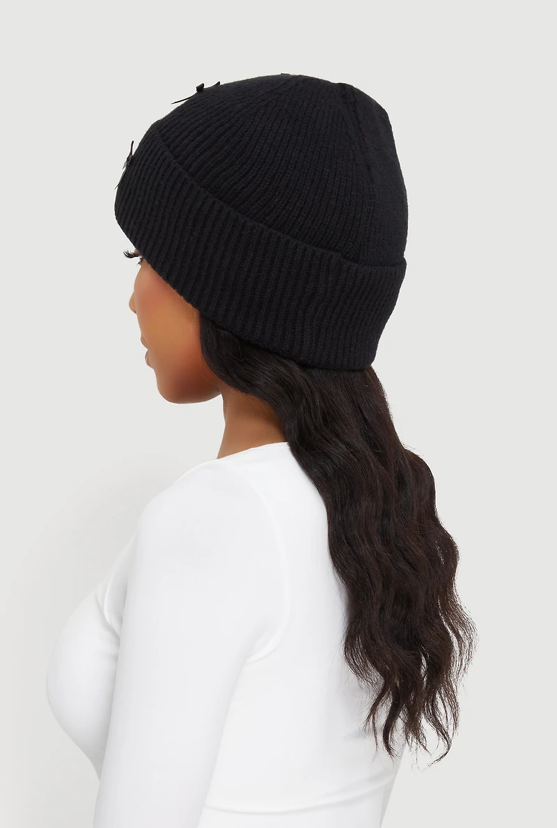 Bow Detail Cuff Beanie