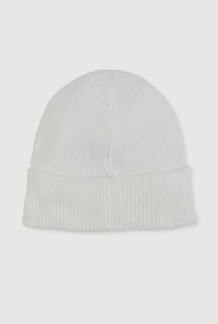 Womens Bow Detail Cuff Beanie, White