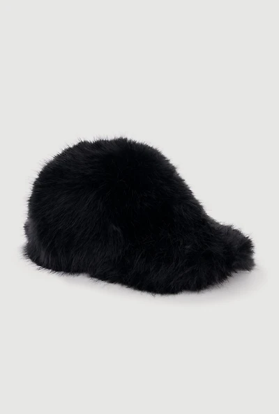 Womens Velcro Strap Faux Fur Baseball Cap,