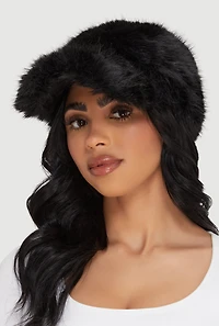 Womens Velcro Strap Faux Fur Baseball Cap,