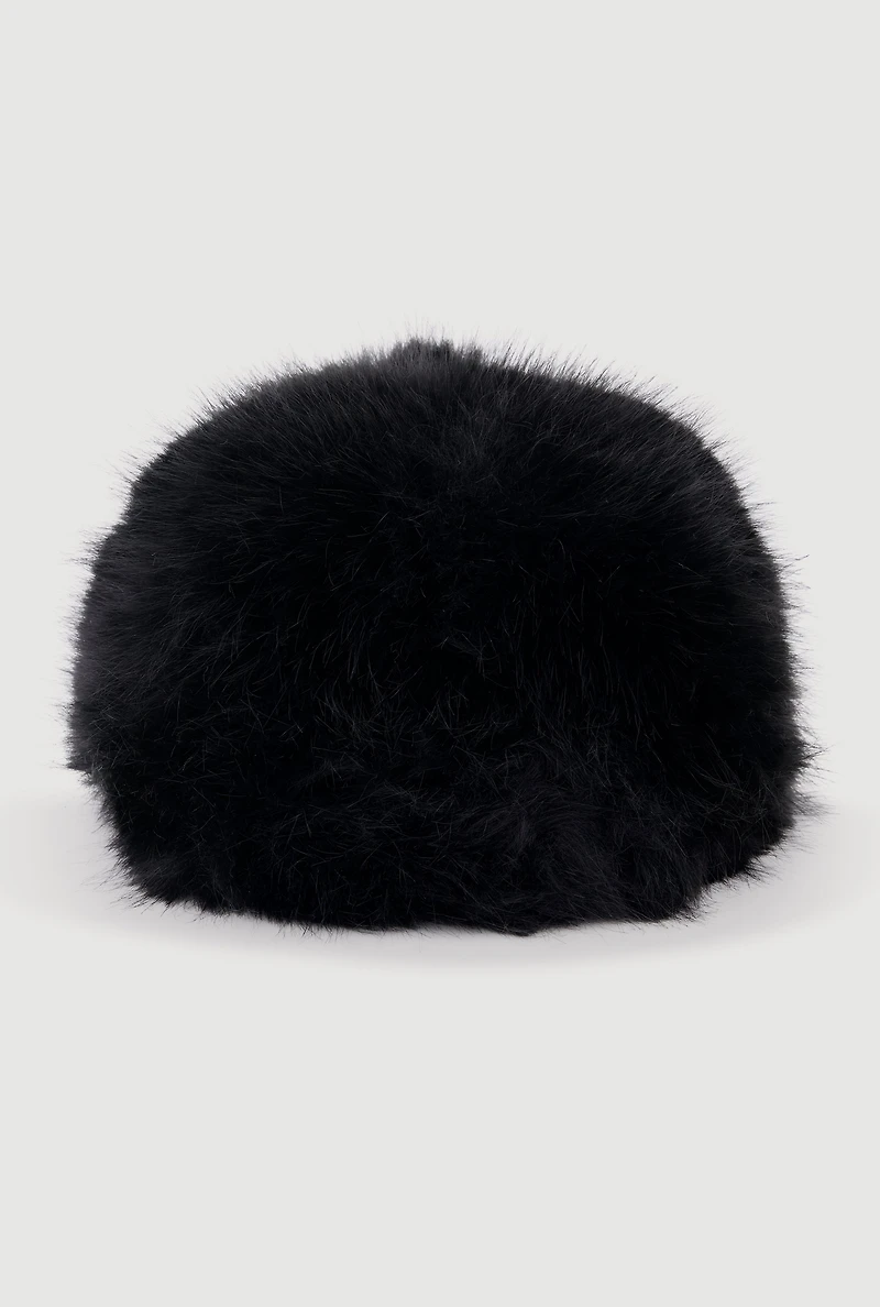 Womens Velcro Strap Faux Fur Baseball Cap,