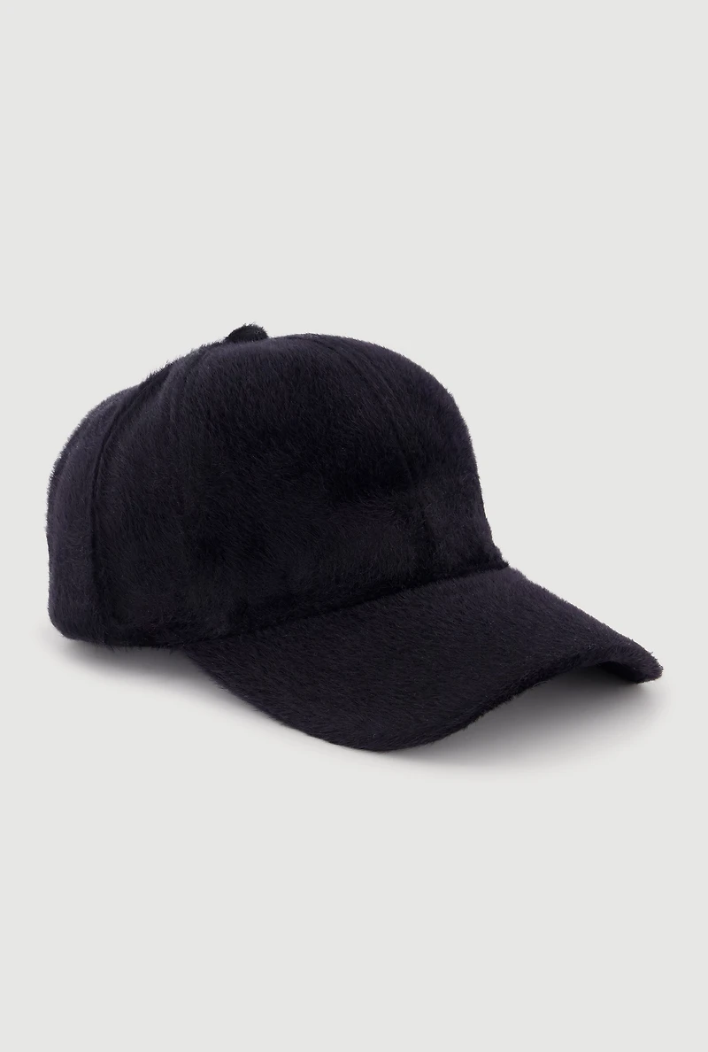 Solid Faux Fur Baseball Cap