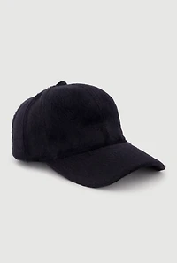 Solid Faux Fur Baseball Cap