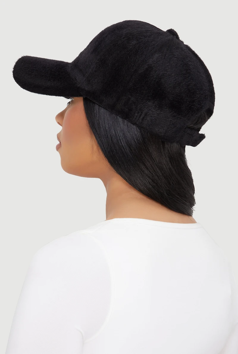 Solid Faux Fur Baseball Cap