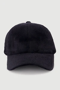 Womens Solid Faux Fur Baseball Cap,