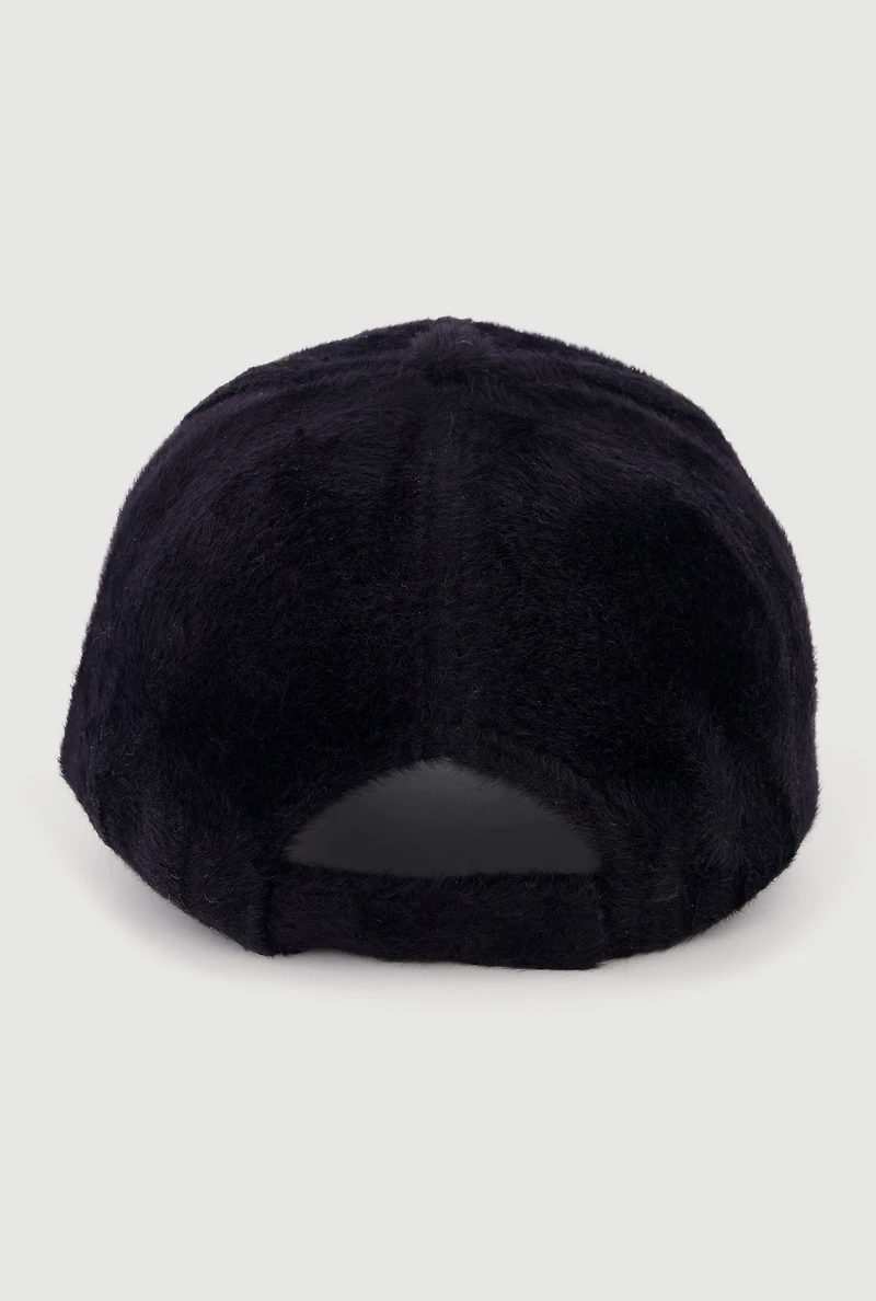 Solid Faux Fur Baseball Cap