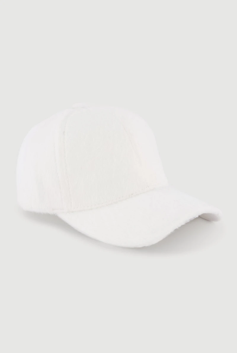 Solid Faux Fur Baseball Cap