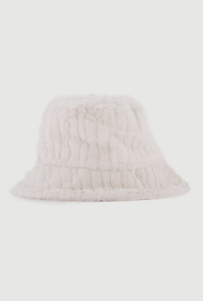Faux Fur Ribbed Knit Bucket Hat