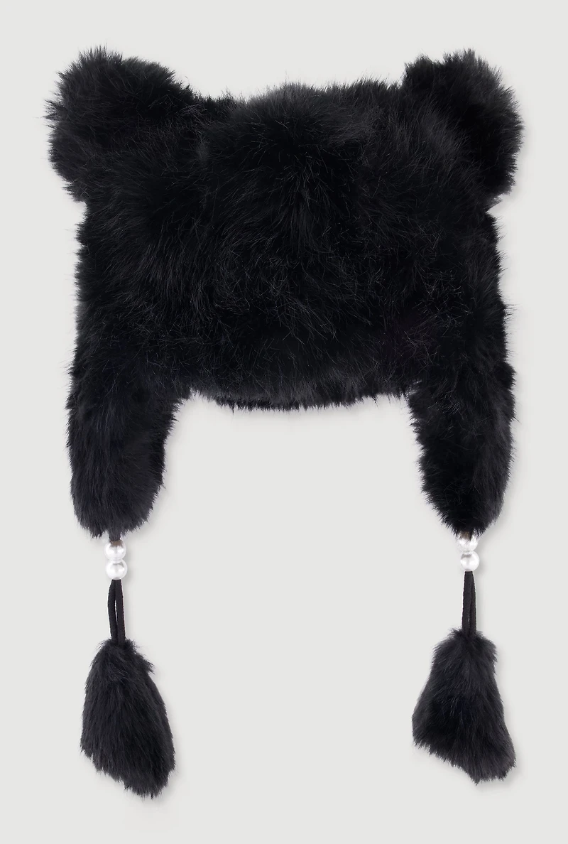 Faux Fur Bear Ears Trapper Hat