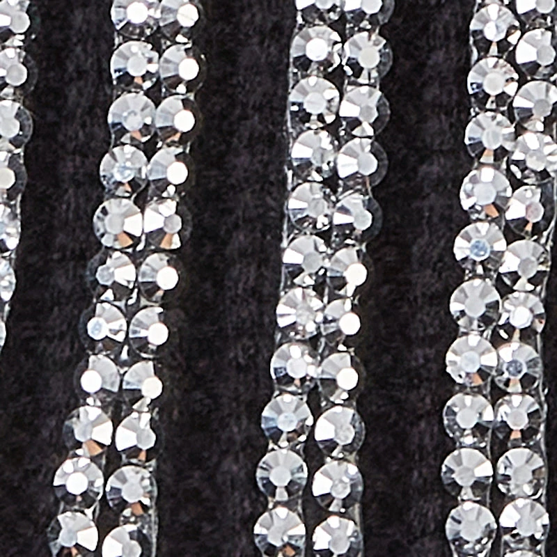 Rhinestone Beanie with Faux Fur Pom Pom