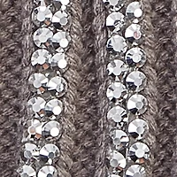 Rhinestone Beanie with Faux Fur Pom Pom