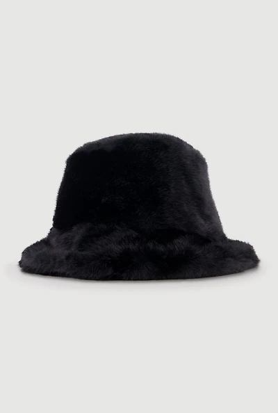 Womens Faux Fur Bucket Hat,