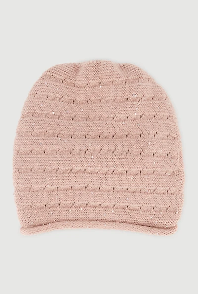 Sequin Detail Lurex Slouch Beanie