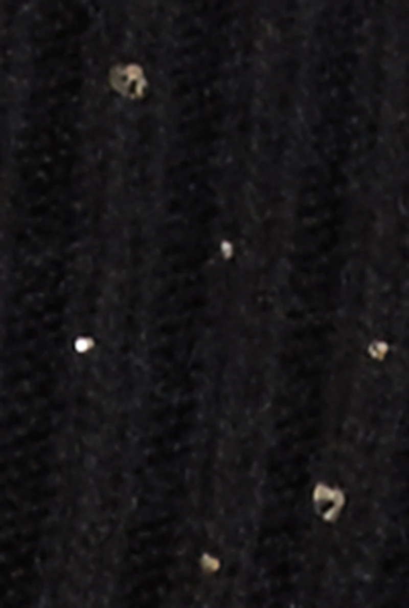 Rhinestone Cable Knit Pom Pom Beanie