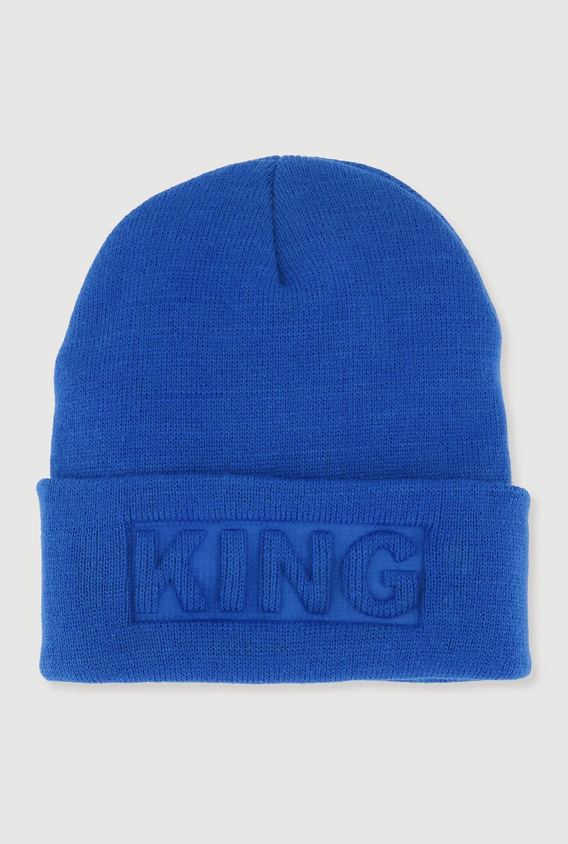 King Embossed Cuff Beanie