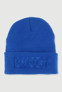 King Embossed Cuff Beanie