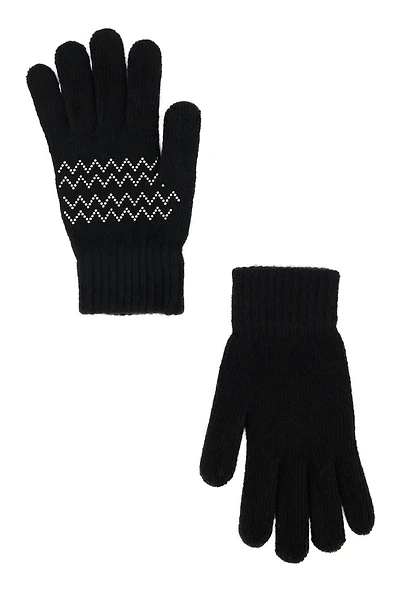 Rhinestone Chevron Detail Wool Gloves