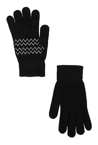 Rhinestone Chevron Detail Wool Gloves