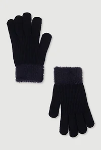 Gloves with Eyelash Knit Cuff