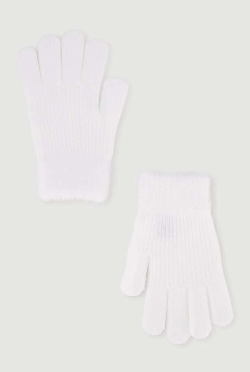 Gloves with Eyelash Knit Cuff