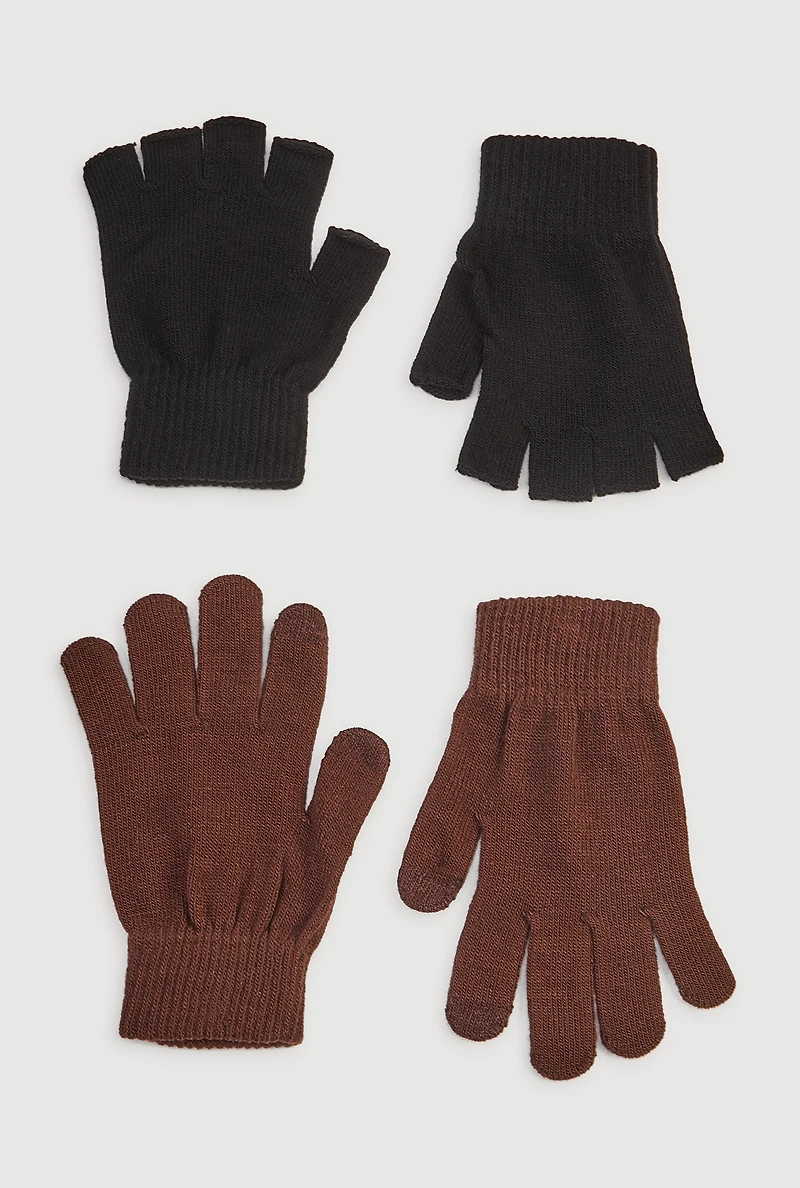 Fingerless and Full Finger Texting Gloves 2 Pack