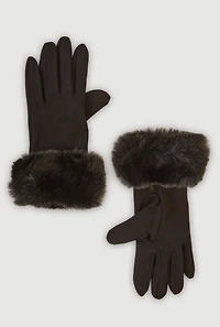 Faux Fur Trim Cuffed Gloves