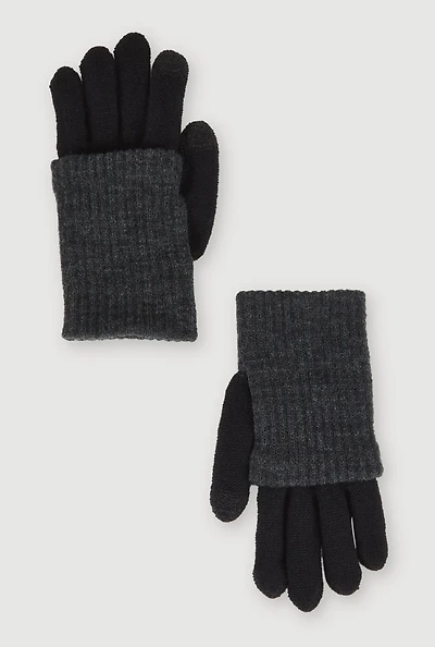 Rib Knit Fold Over Gloves