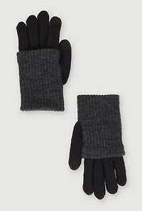 Rib Knit Fold Over Gloves