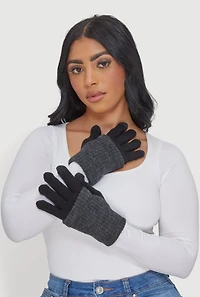 Rib Knit Fold Over Gloves