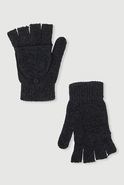 Marled Convertible Fingerless Flip Mittens