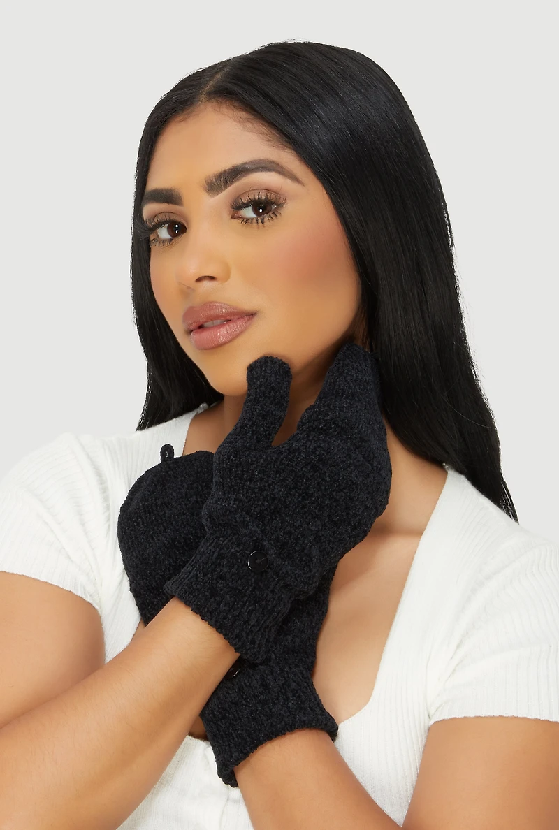 Marled Convertible Fingerless Flip Mittens