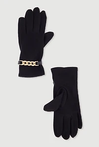 Metallic Chain Detail Gloves