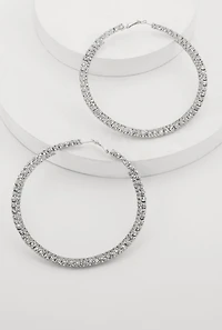 Stylish Metallic Rhinestone Hoop Earrings