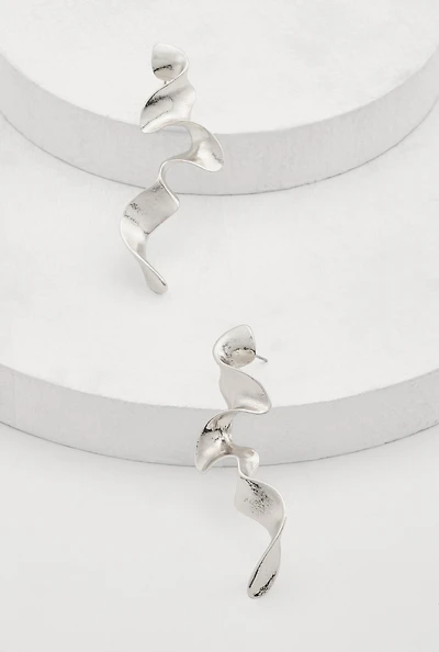 Wavy Metallic Drop Earrings