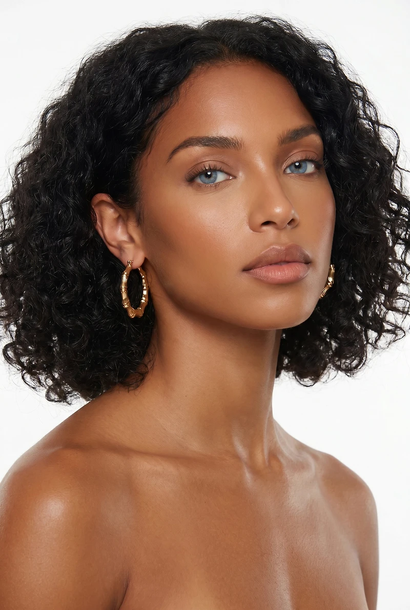 Bamboo Hoop Earrings Set of 3