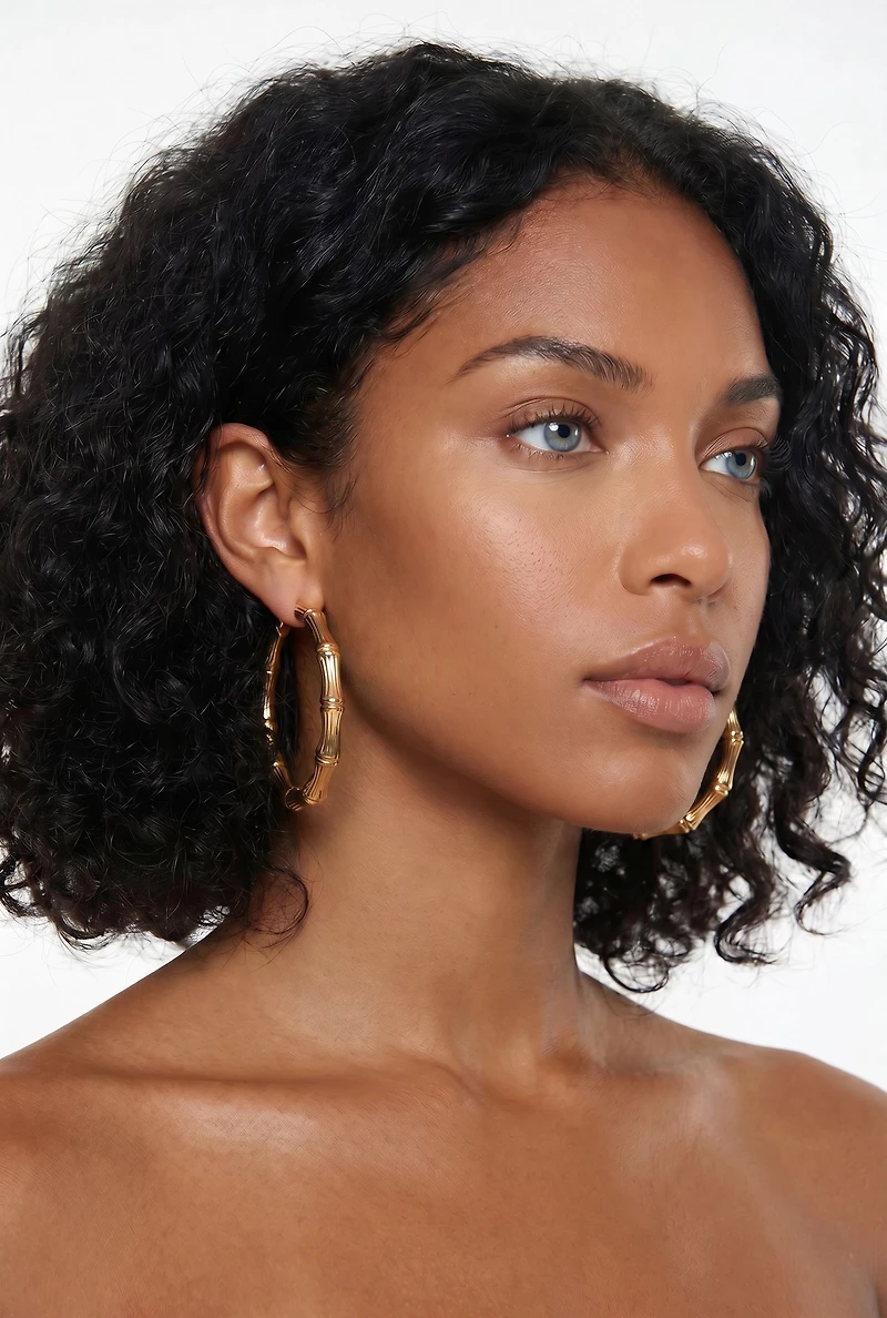 Bamboo Hoop Earrings Set of 3