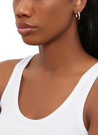 Womens Assorted Rhinestone Stud and Hoop Earring Set of 6, Gold