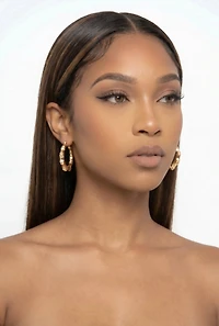 Assorted Bamboo Hoop Earrings Set of 3