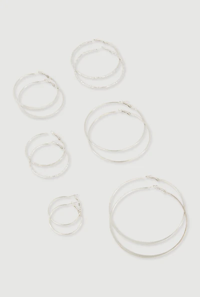 Assorted Metallic Hoop Earrings Set of 6